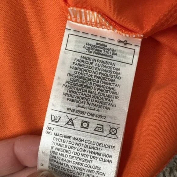 adidas Men's Trefoil Essentials Short Sleeve T-Shirt Orange Pull Over Size XL - Picture 8 of 10